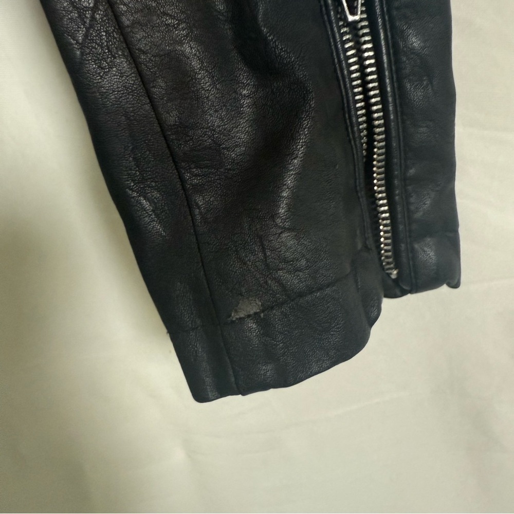 Kut From The Kloth Black Faux Leather Moto Jacket Women’s Small Silver Hardware - Picture 7 of 10